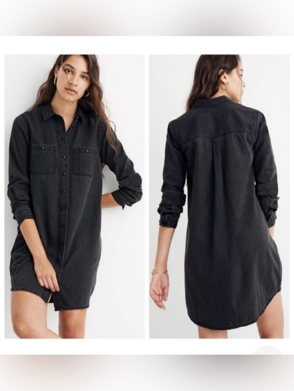 Madewell - Washed Black Button-Front Shirt Dress - M